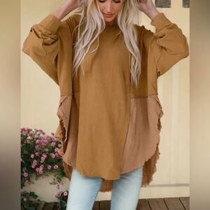 Women's Bailey Tunic Length Lightweight Pullover Sweater Cotton Blend Sz M Chic